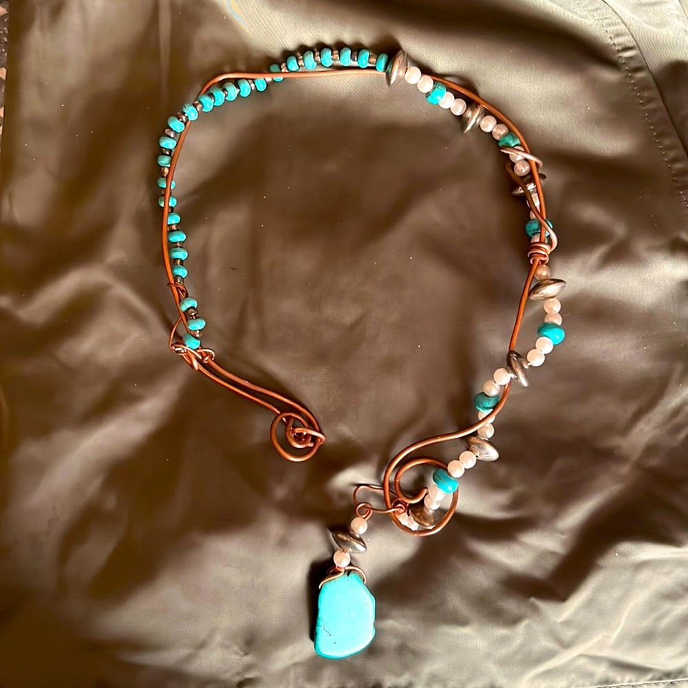 Incredible unique handmade piece of turquoise jewelry